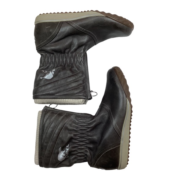 SOREL Firenzy Breve Leather Zip Up Winter Boot Gray - Picture 3 of 11